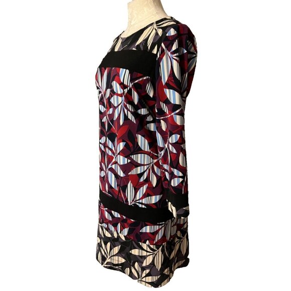 BCBGMaxAzria Shift Dress M Medium 3/4 Long Sleeve Stretch Multicolor Washable - Picture 4 of 8